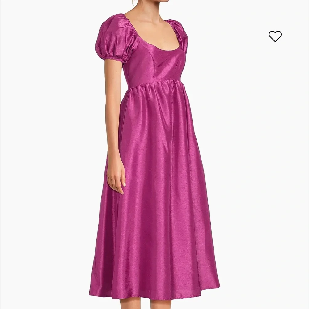 Hutch Magenta Puff-Sleeve Midi Dress - Picture 5 of 9